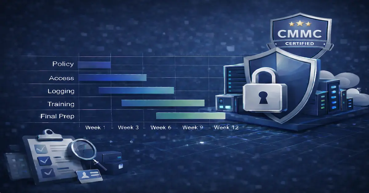 CMMC level 1 Plan 12-week vCISO roadmap for achieving CMMC Level 1 compliance